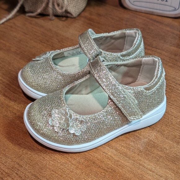 Stride Rite Toddler Holly Sparkle Mary Jane Champagne Size 4.5 Medium - Picture 5 of 9